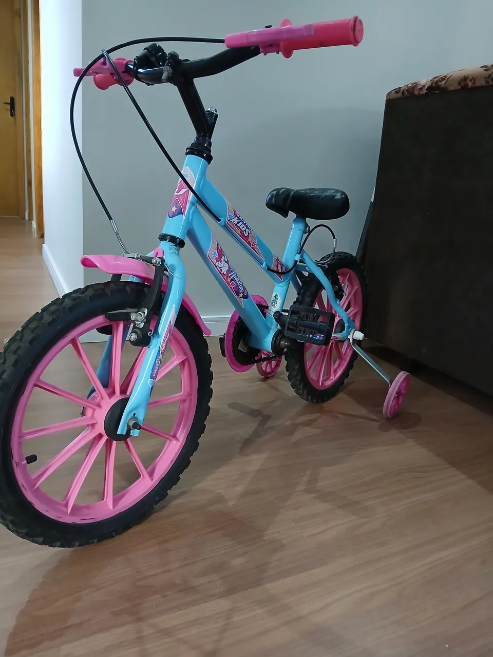 Bicicleta ARO 16 Infantil Rosa e Azul com Rodinhas