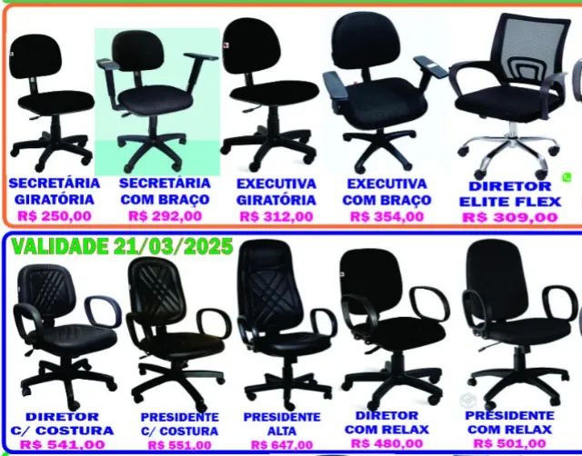 Cadeira de Escritório (novas) Secretária Executiva Presidente Diretor Promoções