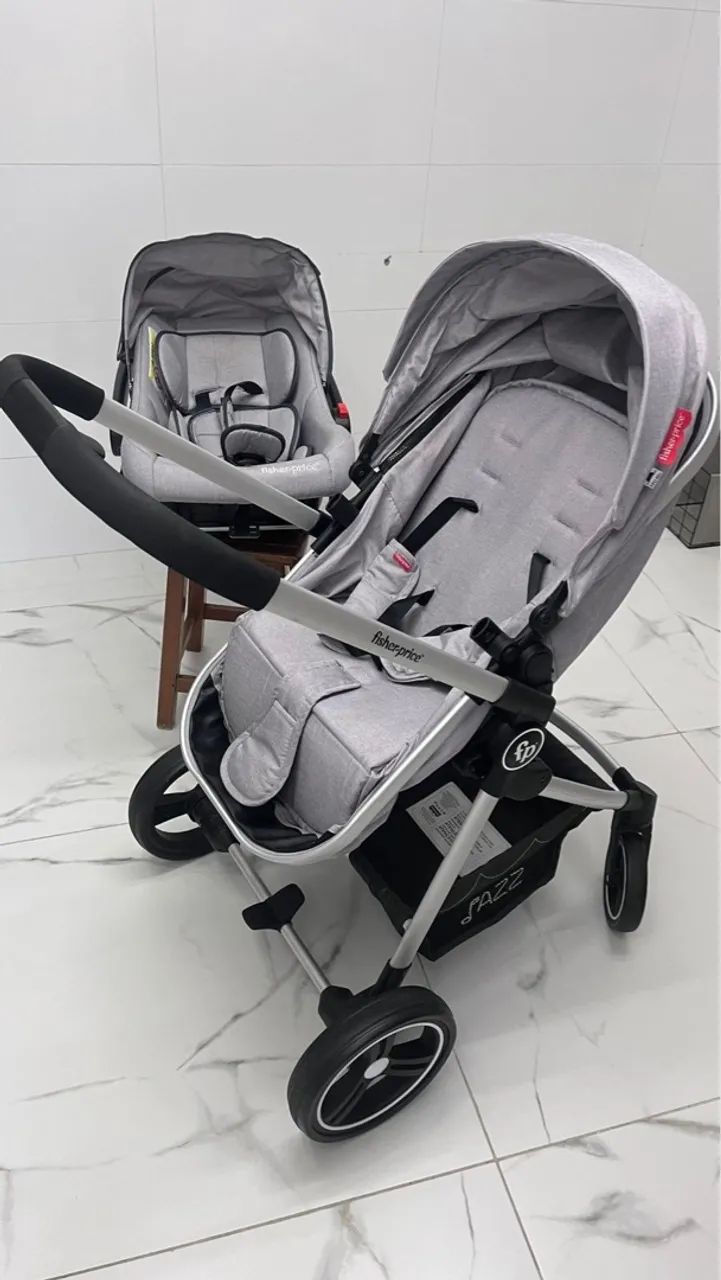 Carrinho De Bebê 2 em 1 Jazz Cinza Moisés e Bebê Conforto  Fisher Price