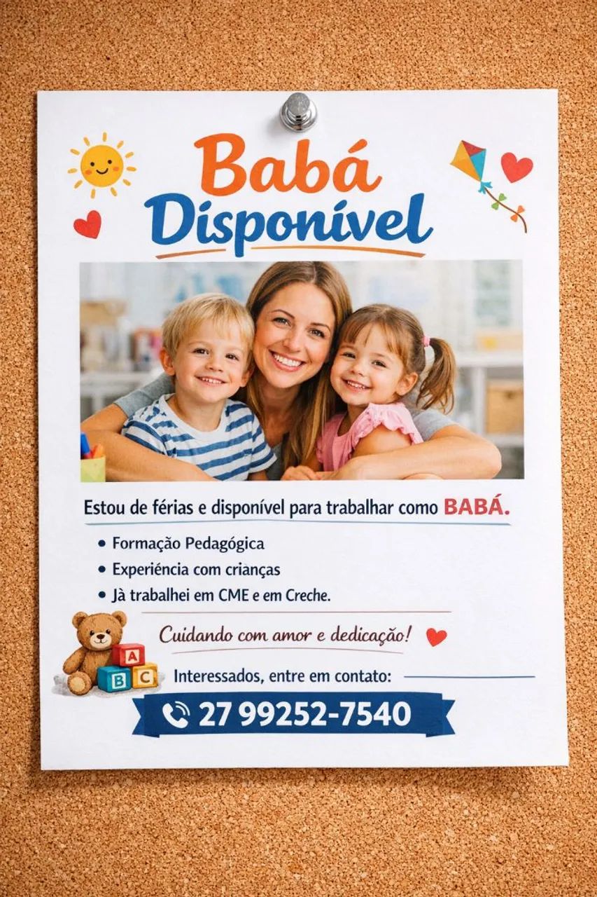 Babá com formação pedagógica 