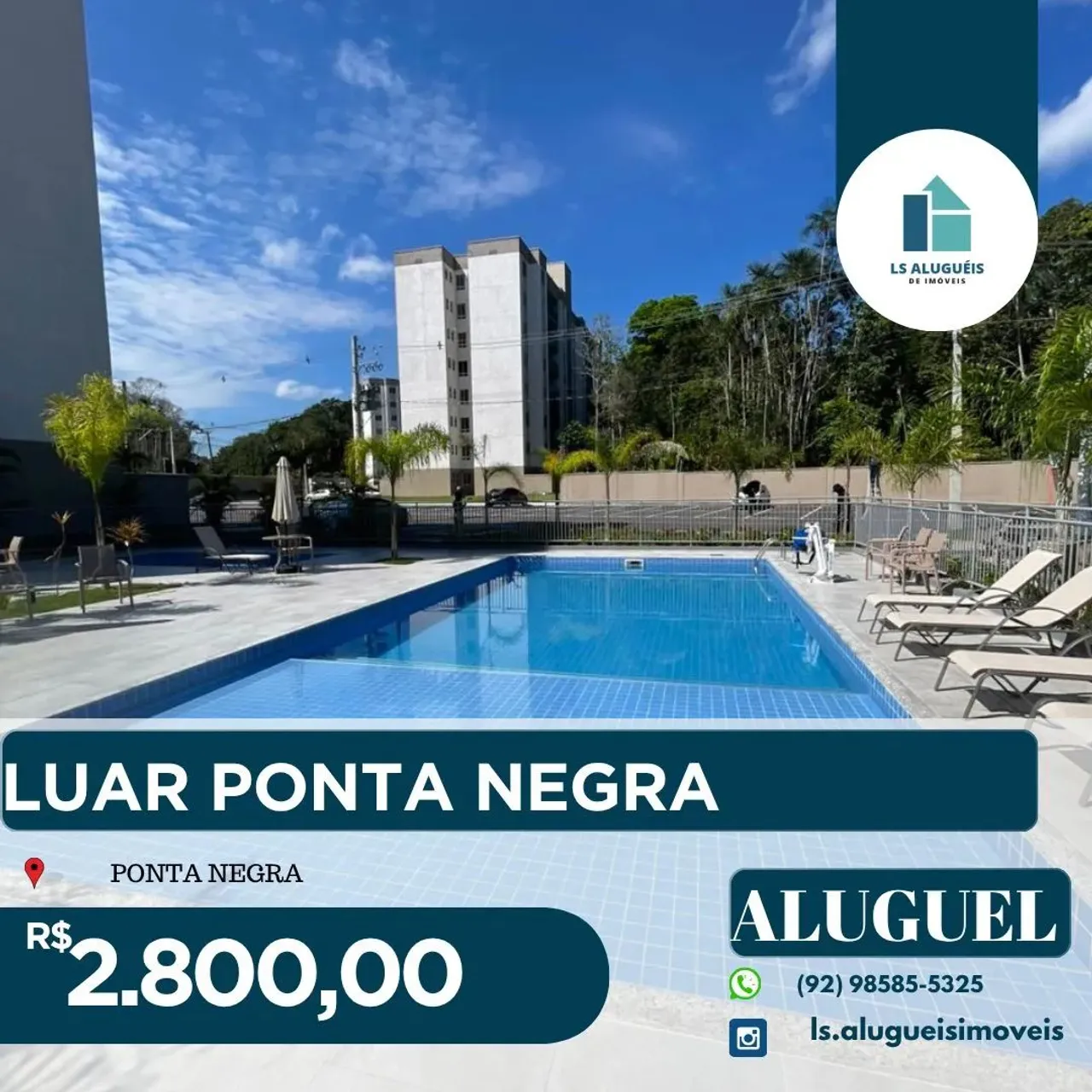 LUAR PONTA NEGRA -  Imóvel para aluguel possui  com 2 quartos em Ponta Negra - Manaus - AM
