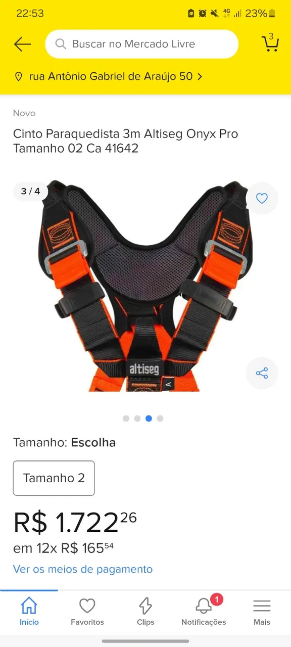 CINTO DE SEGURANÇA PARAQUEDISTA