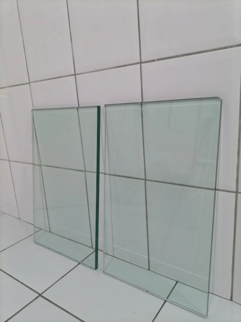 2 Peças de Vidro Lapidado e Polido - 34x55