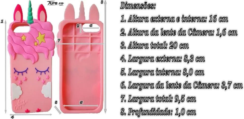 Capa Unicórnio 3D para iPhone 7, 8 Plus - Foto 3