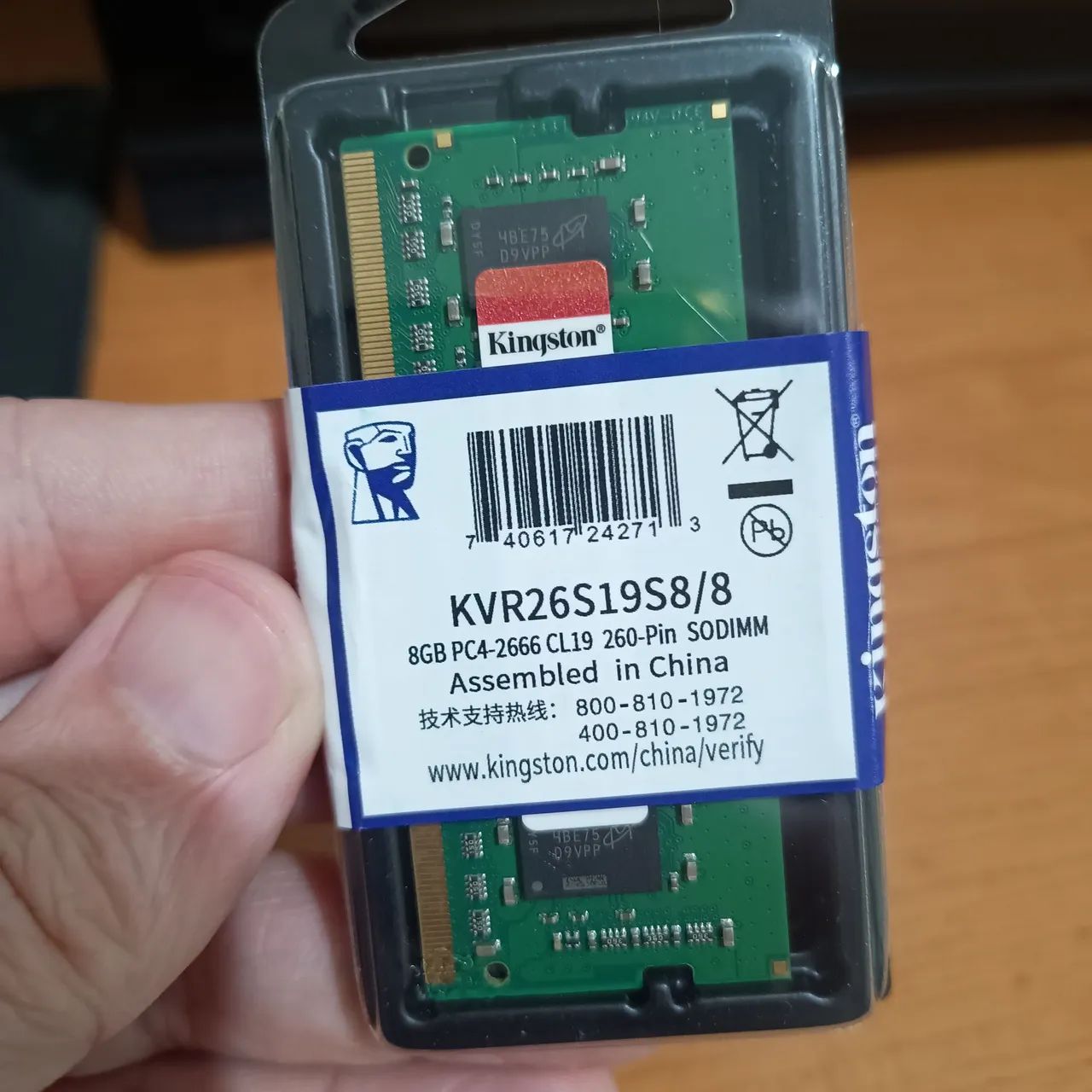 Memória RAM Kingston Notebook 8GB DDR4 2666mhz