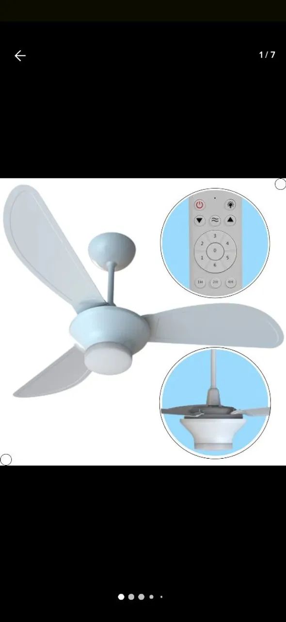 Ventilador de Teto Branco com Controle Remoto