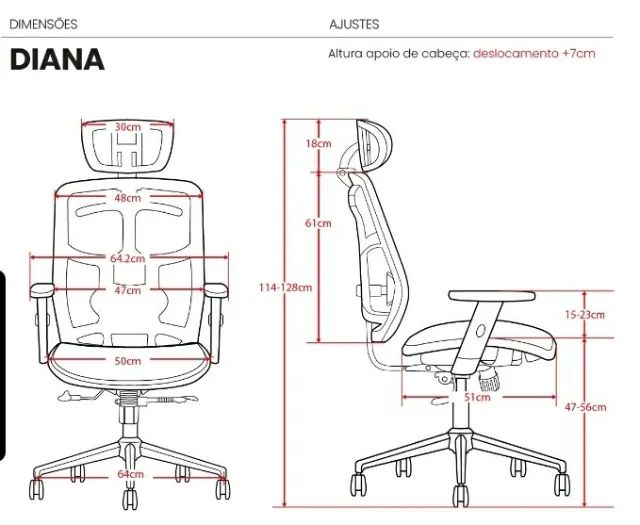 Cadeira ergonômica DT3 Office Diana (Home office/escritório) - Foto 6