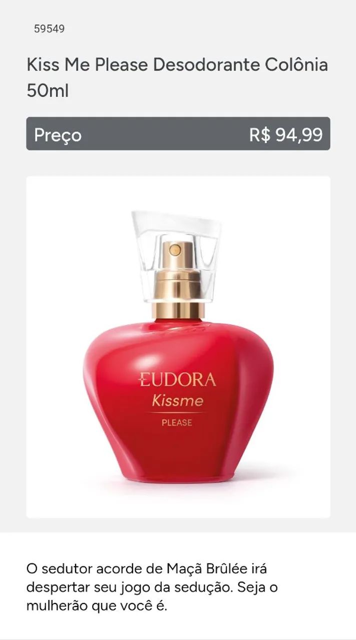 Desodorante Colônia Kiss Me Please Eudora 50ml