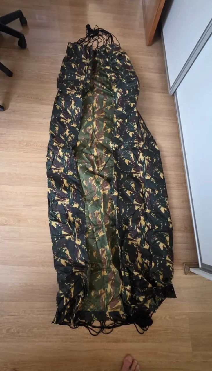 Rede de descanso camuflada nylon com bolsa - seminova