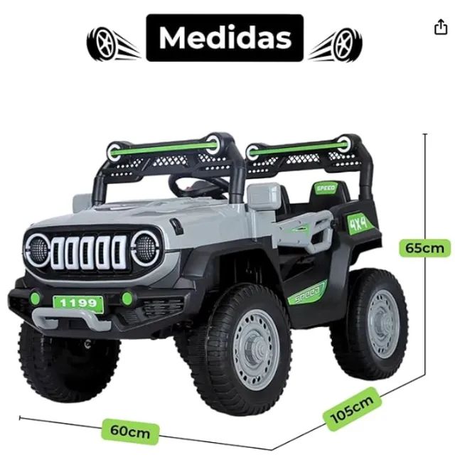 Carrinho Elétrico Infantil 12v Mini Carro Jipe com Controle Remoto Recarregável  - Foto 4