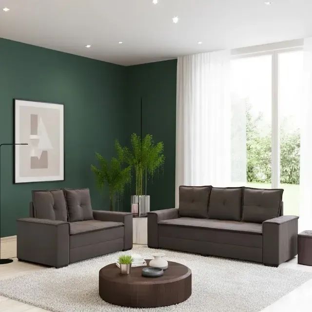Sofá 2 e 3 lugares Barcelona Marrom (SUPER OFERTA)