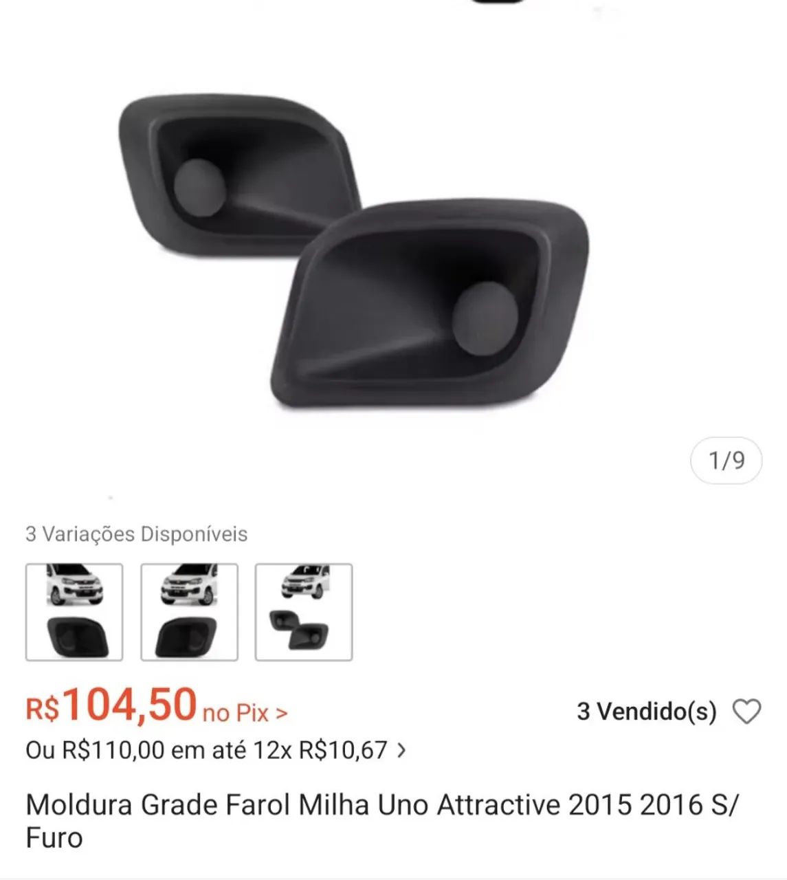moldura grande farol de carro uno