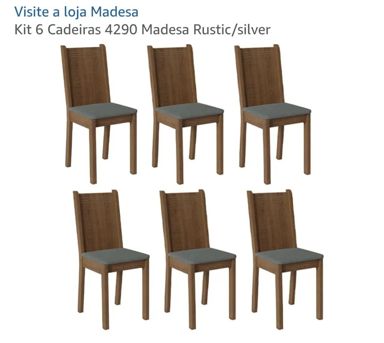 Kit 6 Cadeiras 4290 Madesa Rustic/silver