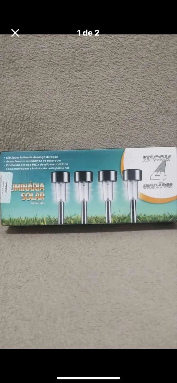 Luminária solar com bastão inox 