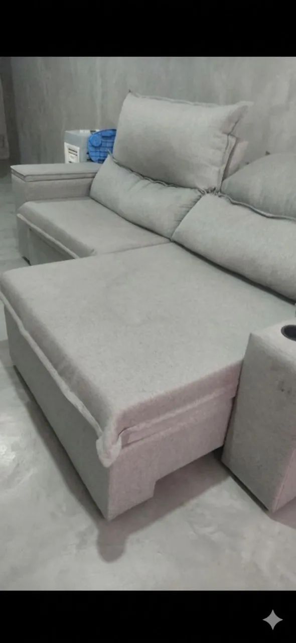 Sofá Retrátil Reclinável cinza 2,50 m - Foto 2