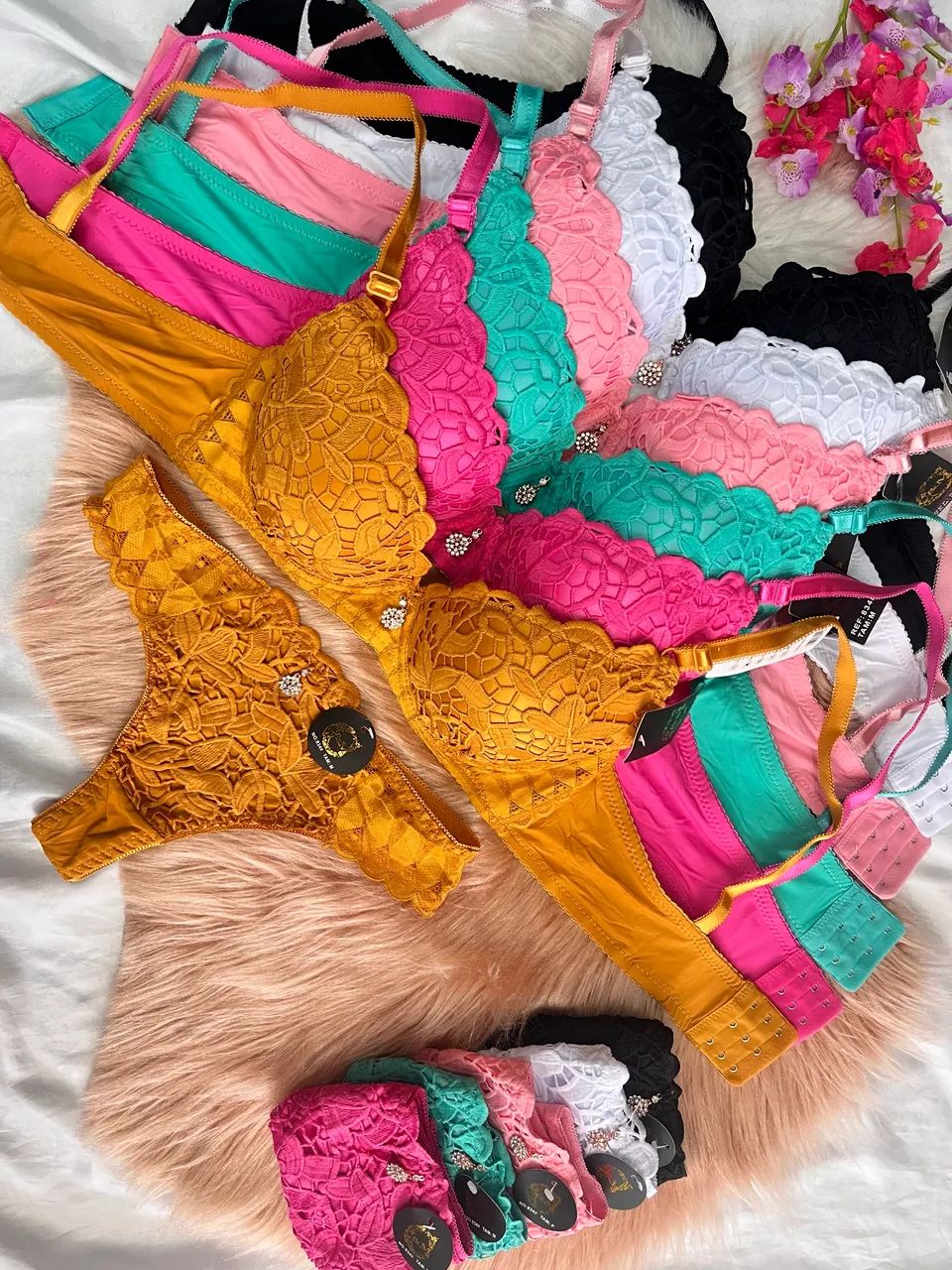 Kit 6 conjuntos de lingerie importados atacado para revenda ou uso próprio 