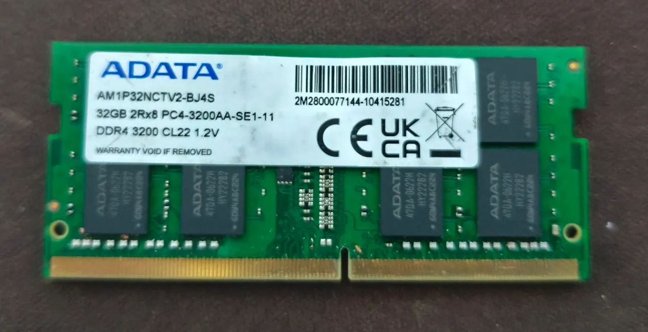 Memória 32gb de 3200mhz para notebook 