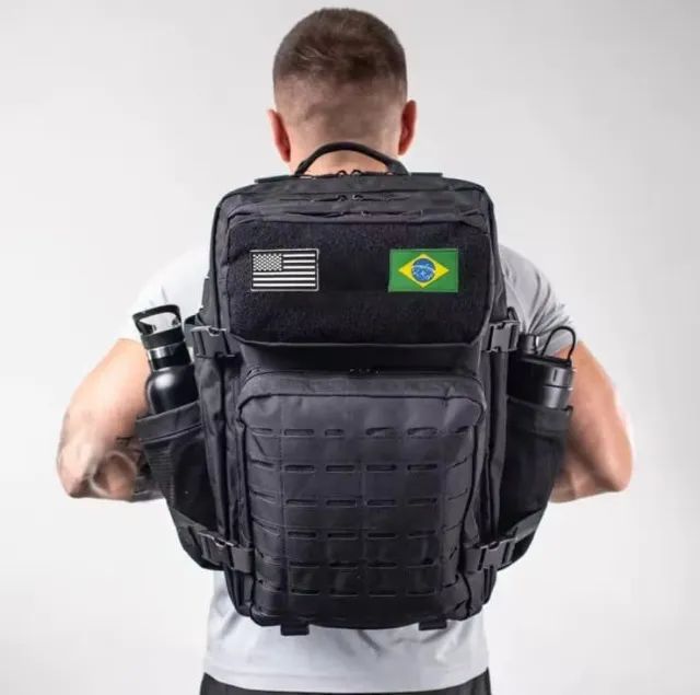 Mochila Tática Militar 50L NOVA Preta | Resistente + Impermeável