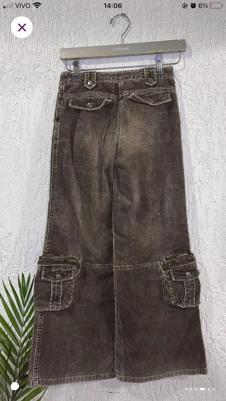 calça cargo cotele y2k/ anos 2000 - Foto 4
