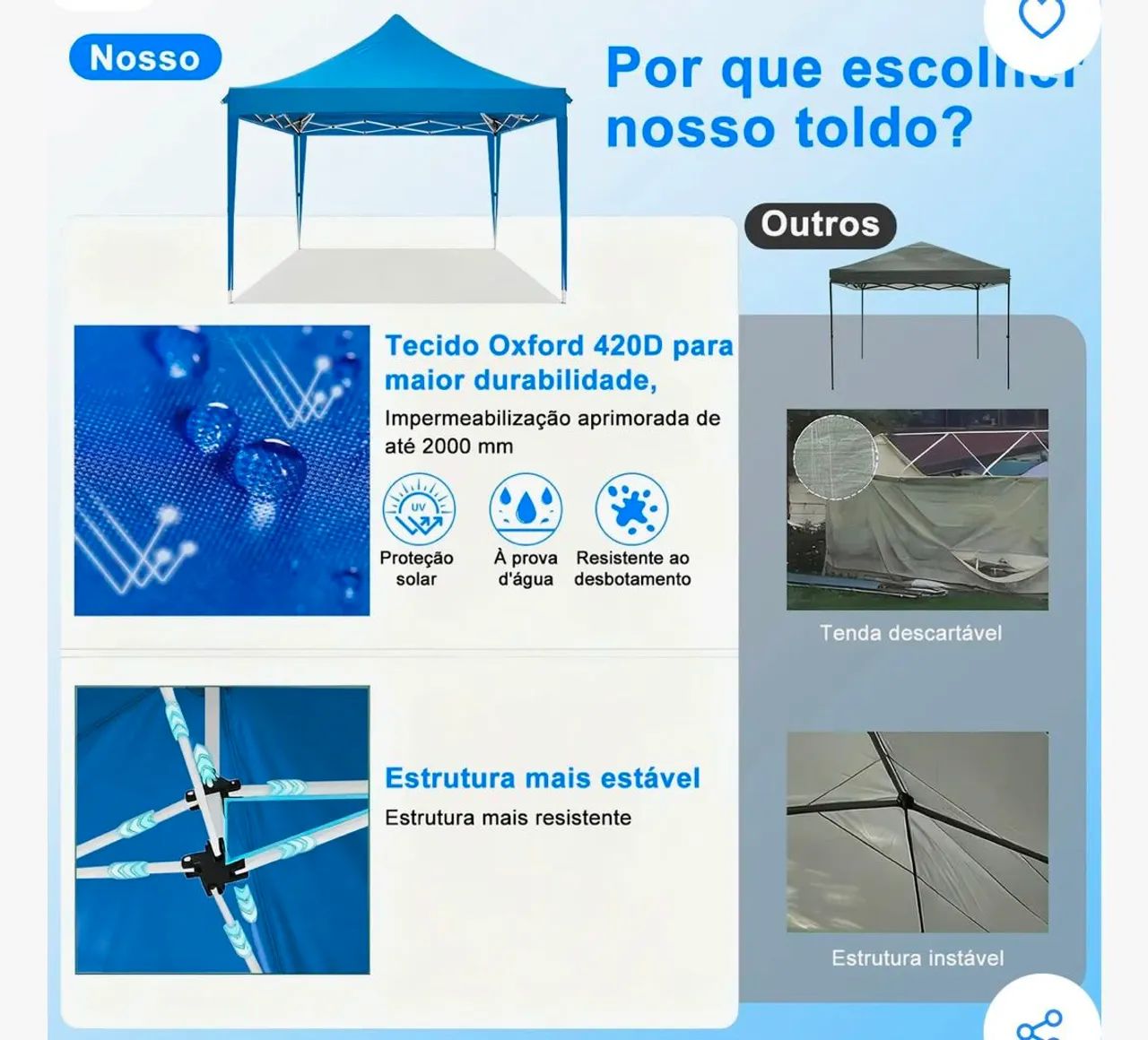 Tenda Sanfonada 3x3 Gazebo Nova - Foto 2