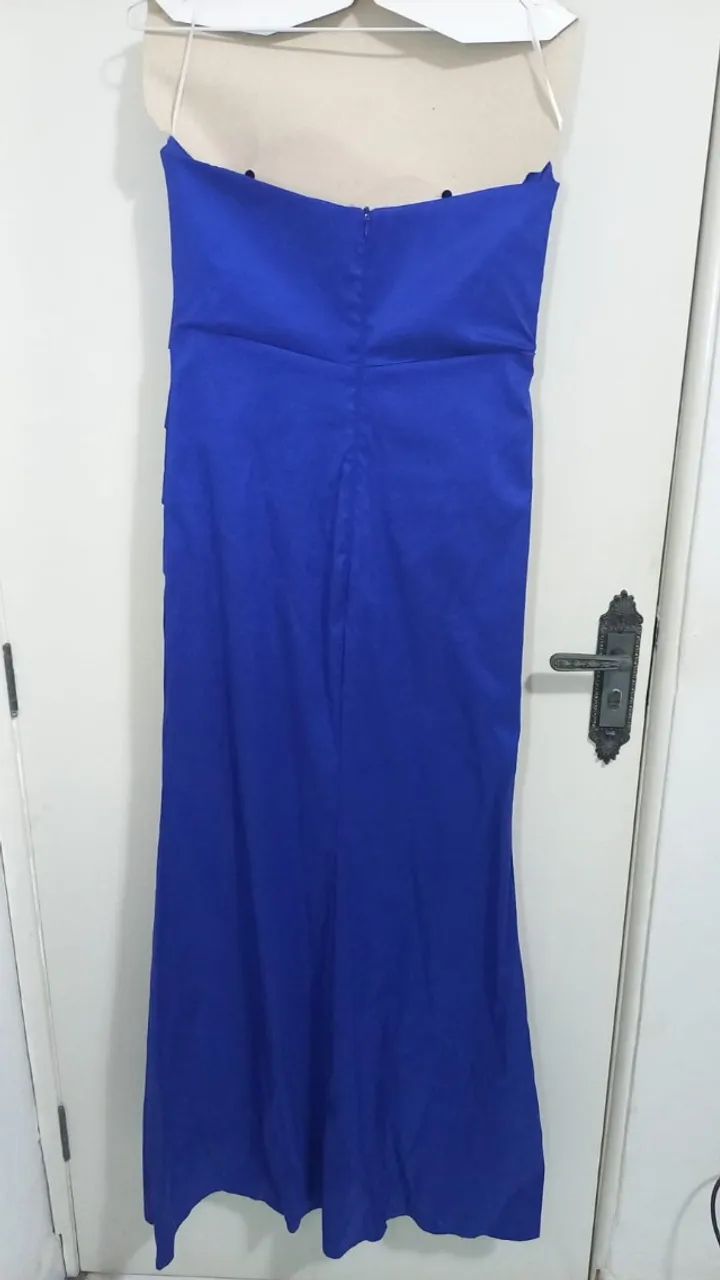 vestido longo azul de tafetá - Foto 2