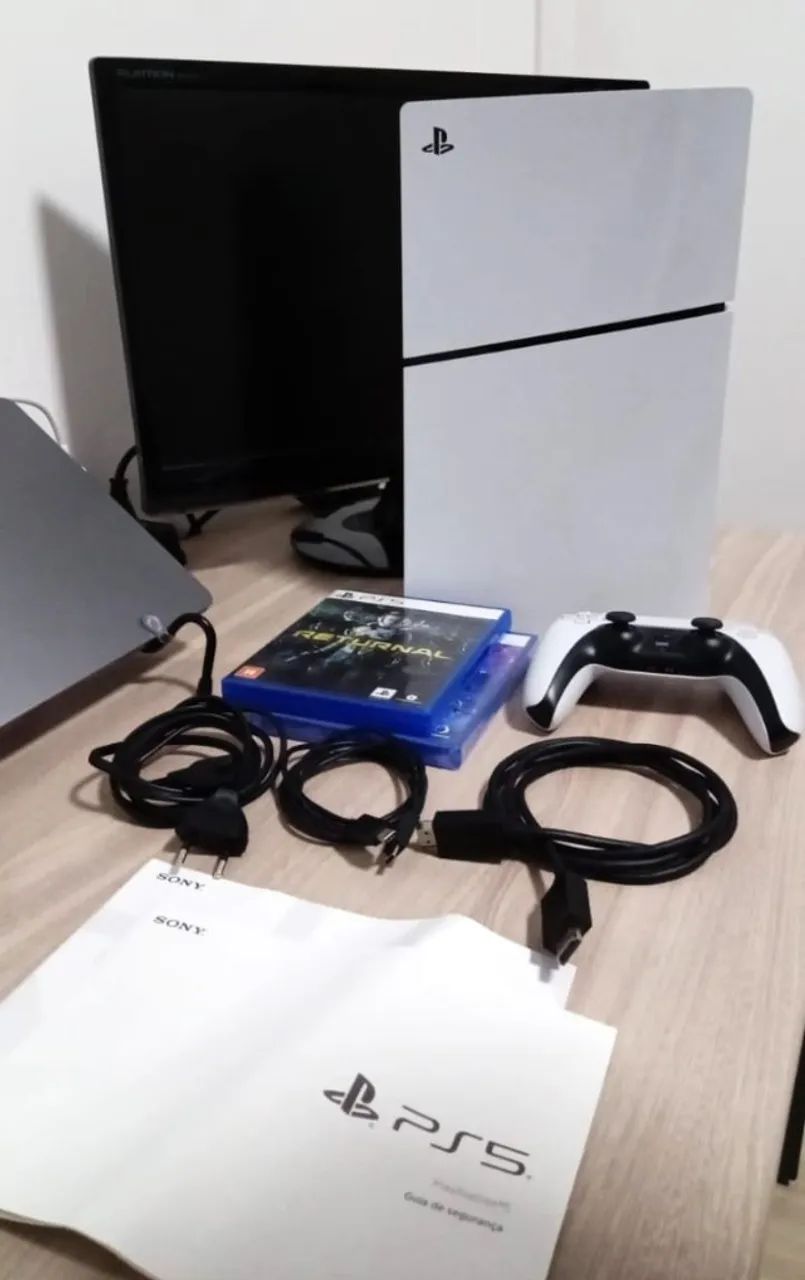 PS5 Slim 1TB com Leitor + 2 Jogos + DualSense | Completo e Impecável - Foto 2