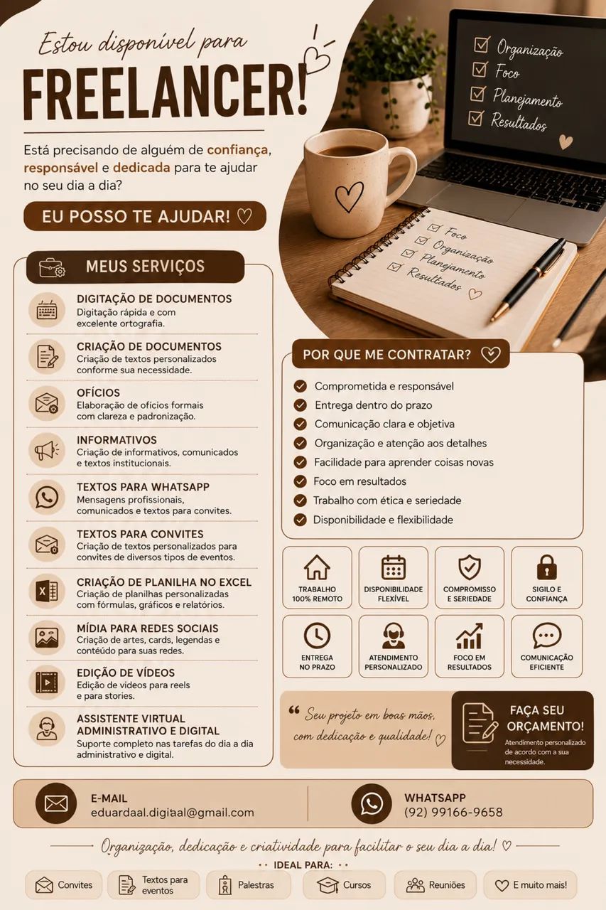 FREELANCER | ASSISTENTE VIRTUAL | SERVIÇOS DIGITAIS