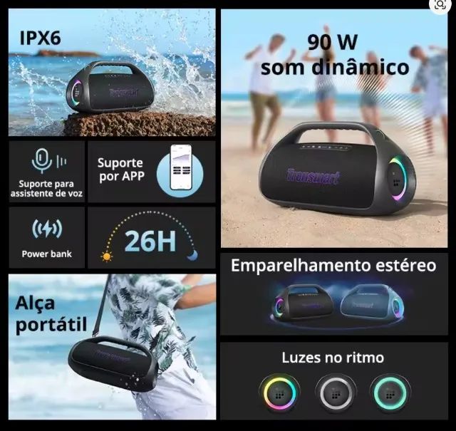 (Lacrado) Tronsmart Caixa de Som Bluetooth Bang 2 - 90 Watts - Foto 4