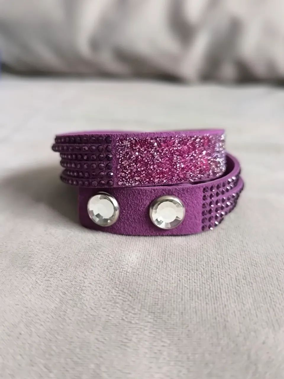 Pulseira Swarovski Incentive Roxa Original - Nova - 36 cm - Foto 5