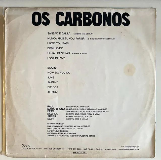 LP VINIL Os Carbonos - 1972 - Foto 2