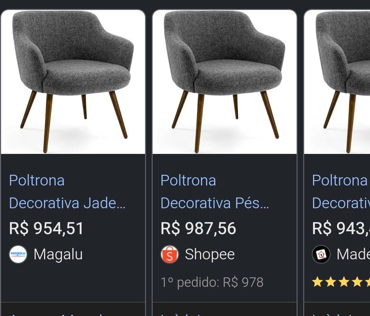 Poltrona Jade tecido estonado cinza pés palito - DOMI<br> - Foto 3
