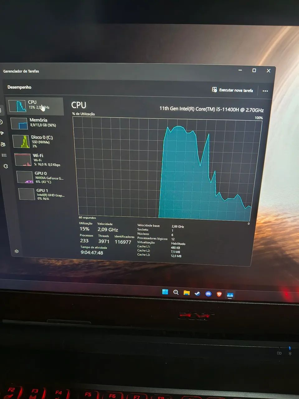 Notebook gamer Acer Nitro 5 gtx1650 16gb de ram - Foto 4