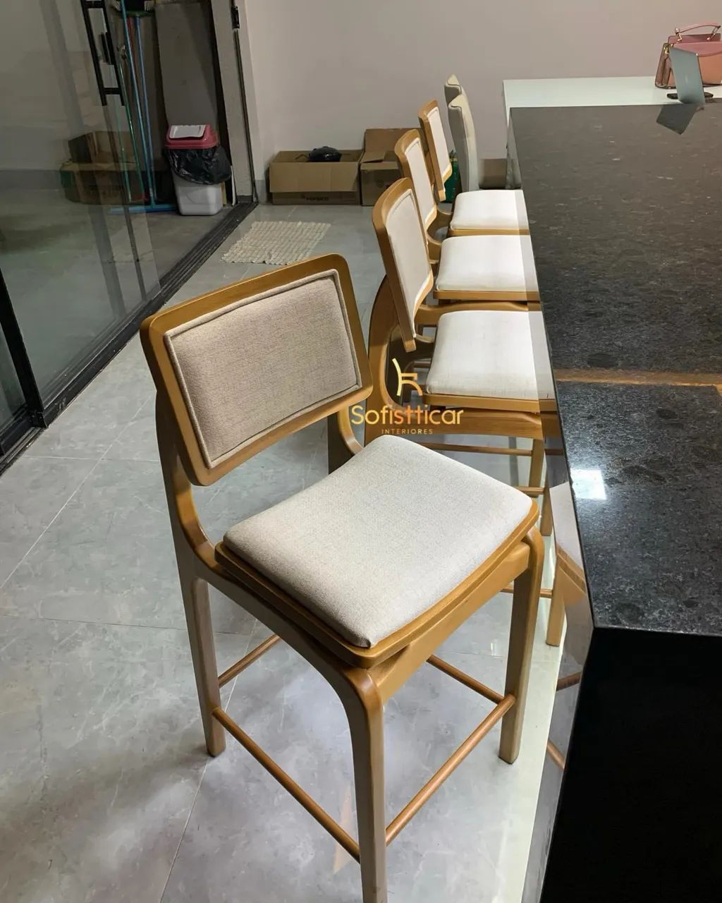 Banqueta moderna nova madeira resistente top luxo 