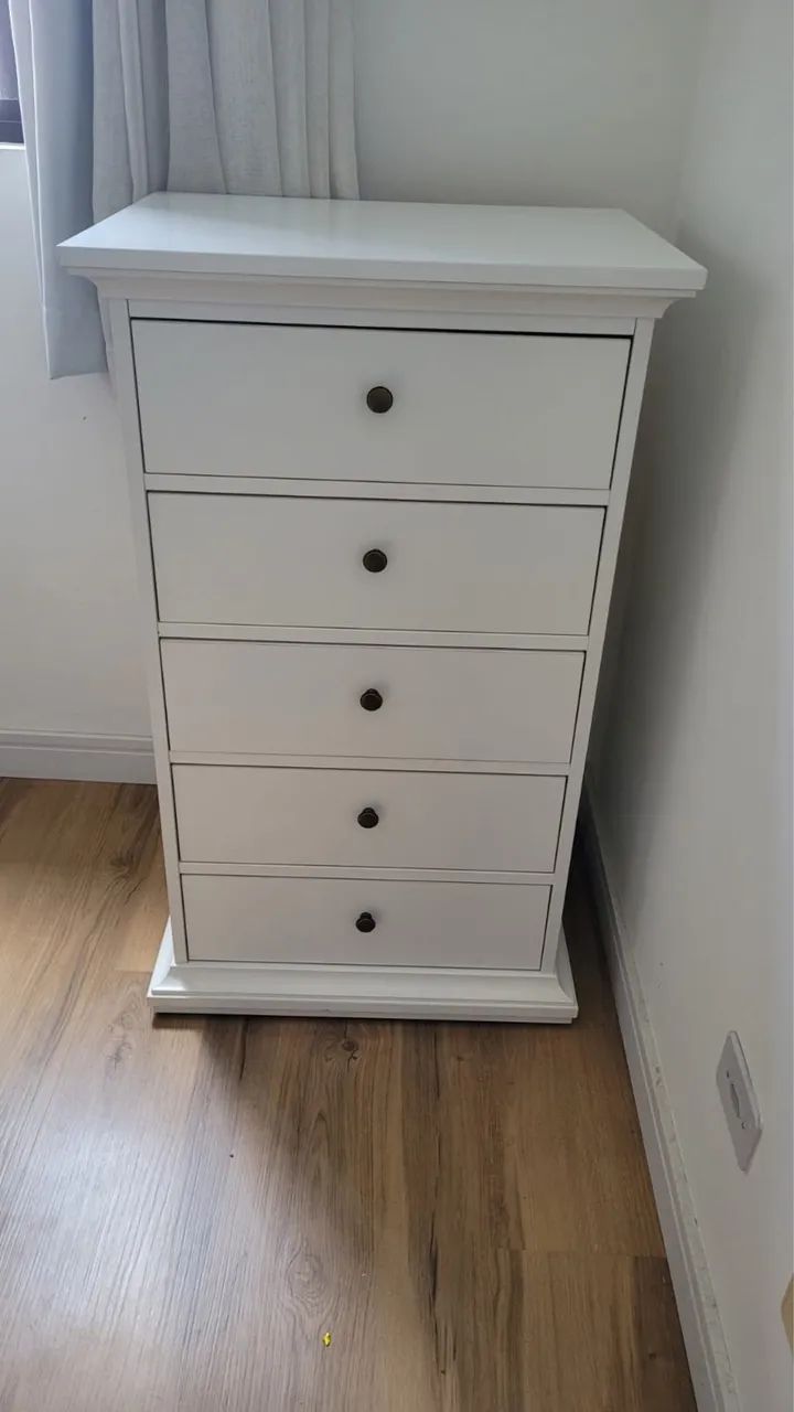 CÔMODA MDF BRANCA - 5 GAVETAS - Foto 2