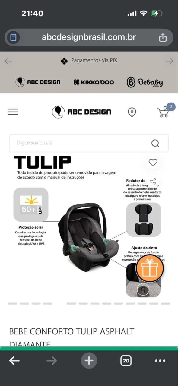 Título: Carrinho ABC Design Samba Diamond Asphalt - Completo (3 em 1) - Foto 5