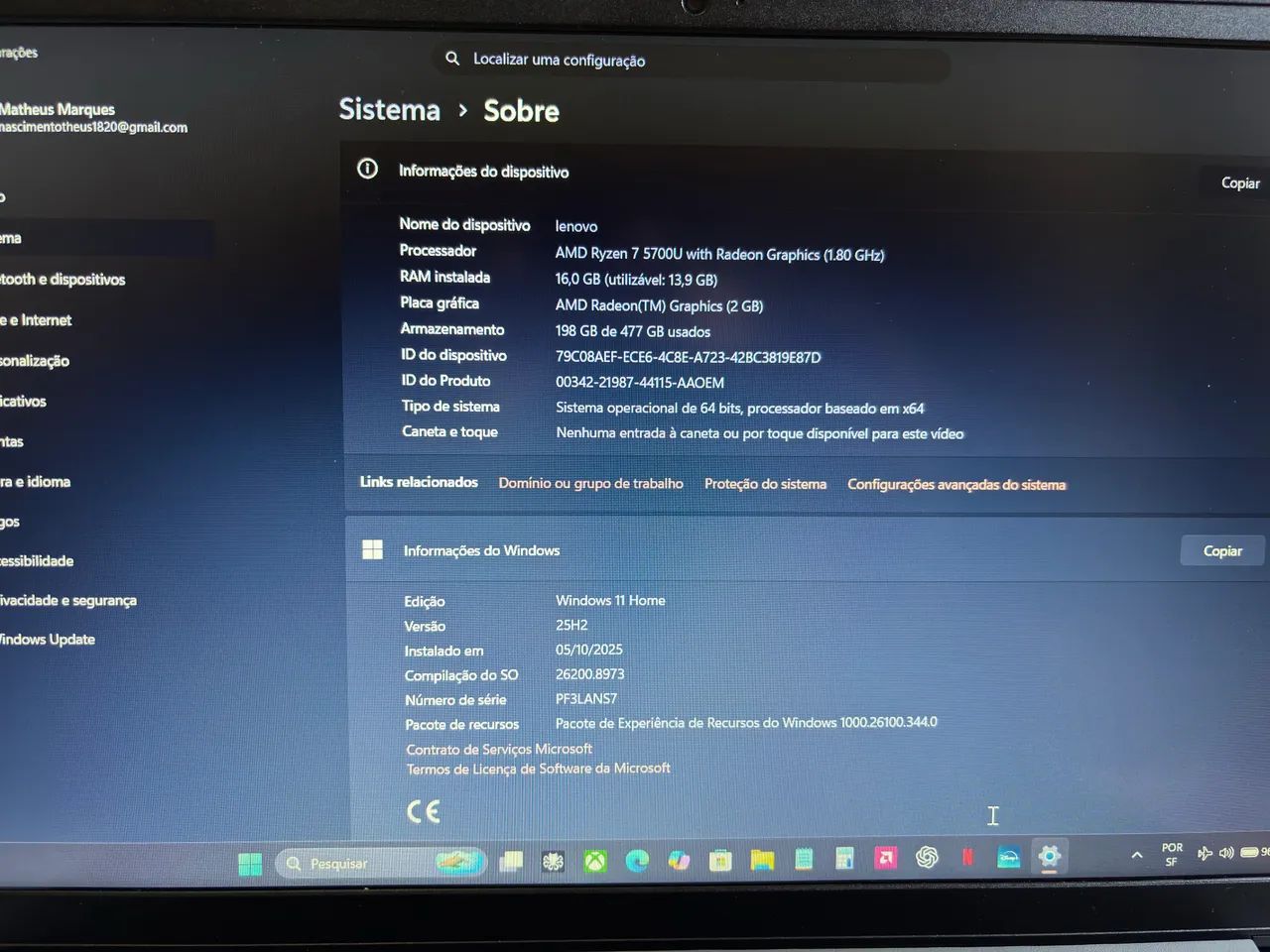 Notebook ideapad 3 RYZEN 7 - Foto 2