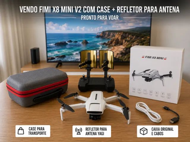 Fimi x8 mini v2 com case para trasporte e refletor de antena