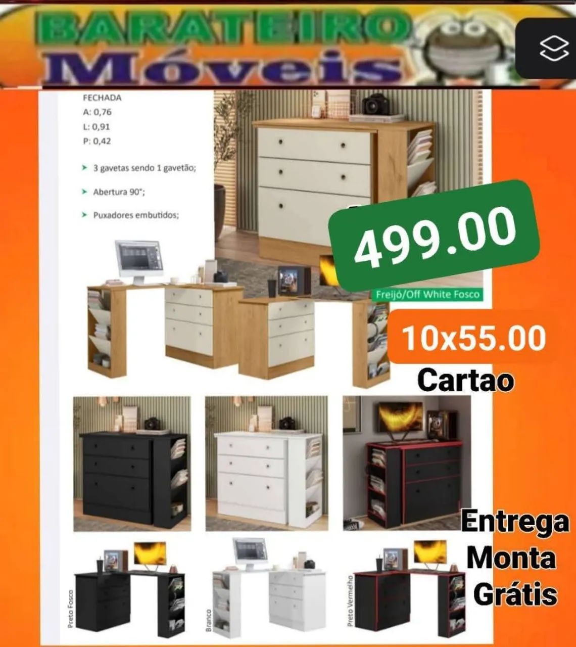 comoda escrivaninha entrega e monta