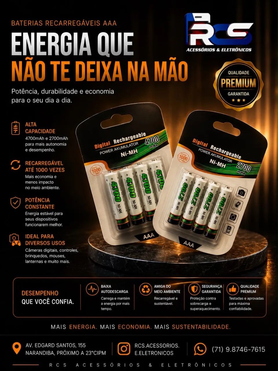 Pilhas Recarregáveis AA/AAA