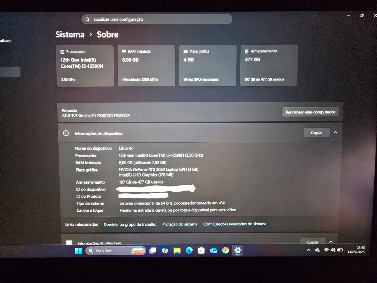 Notebook Gamer - Assus TUF Gaming F15 com RTX3050 - Foto 4