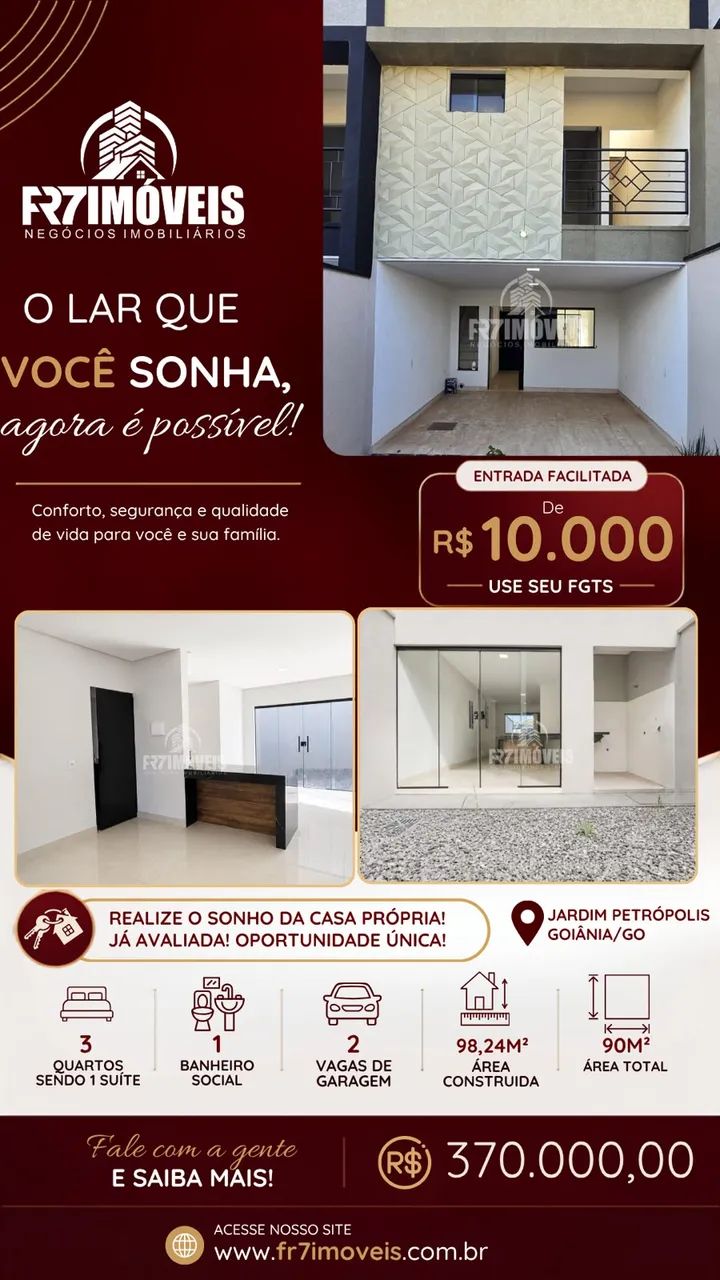 SOBRADO COM 3 QUARTOS NO SETOR JARDIM PETROPOLIS - GOIÂNIA GO - Foto 2