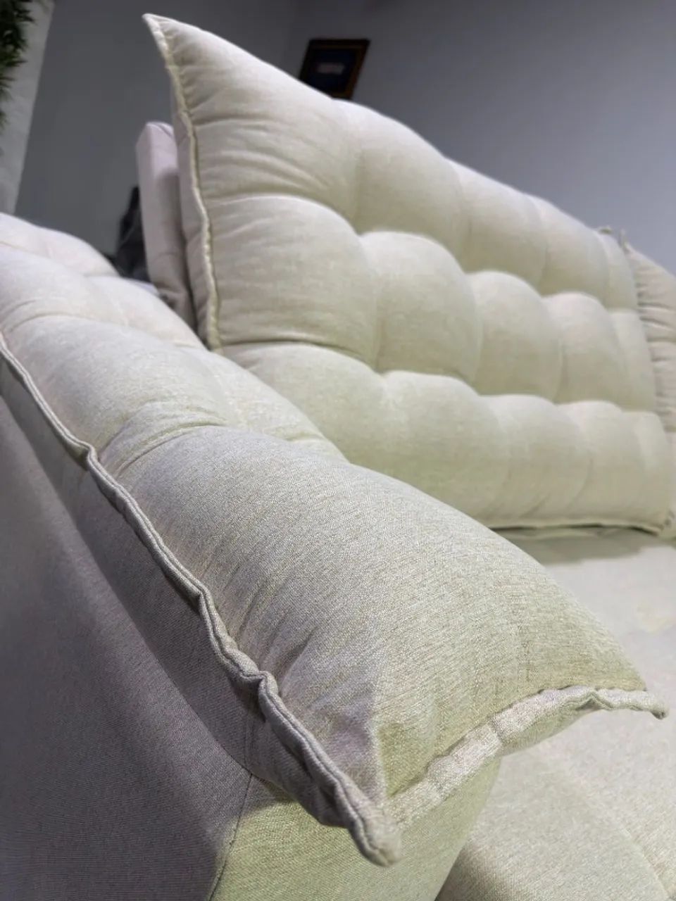 Sofá kansas 2,90m linho bege retrátil e reclinavel, pillow top  - Foto 2