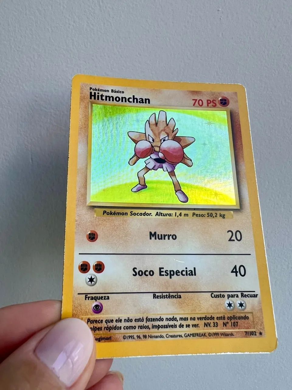 Hitmonchan Holográfico 7/102 - Base Set - PT-BR - Original Wizards 1999 - Foto 3