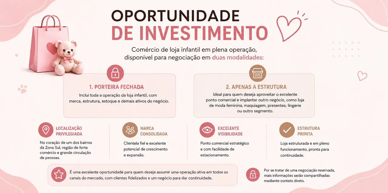 OPORTUNIDADE DE INVESTIMENTO ? LOJA INFANTIL