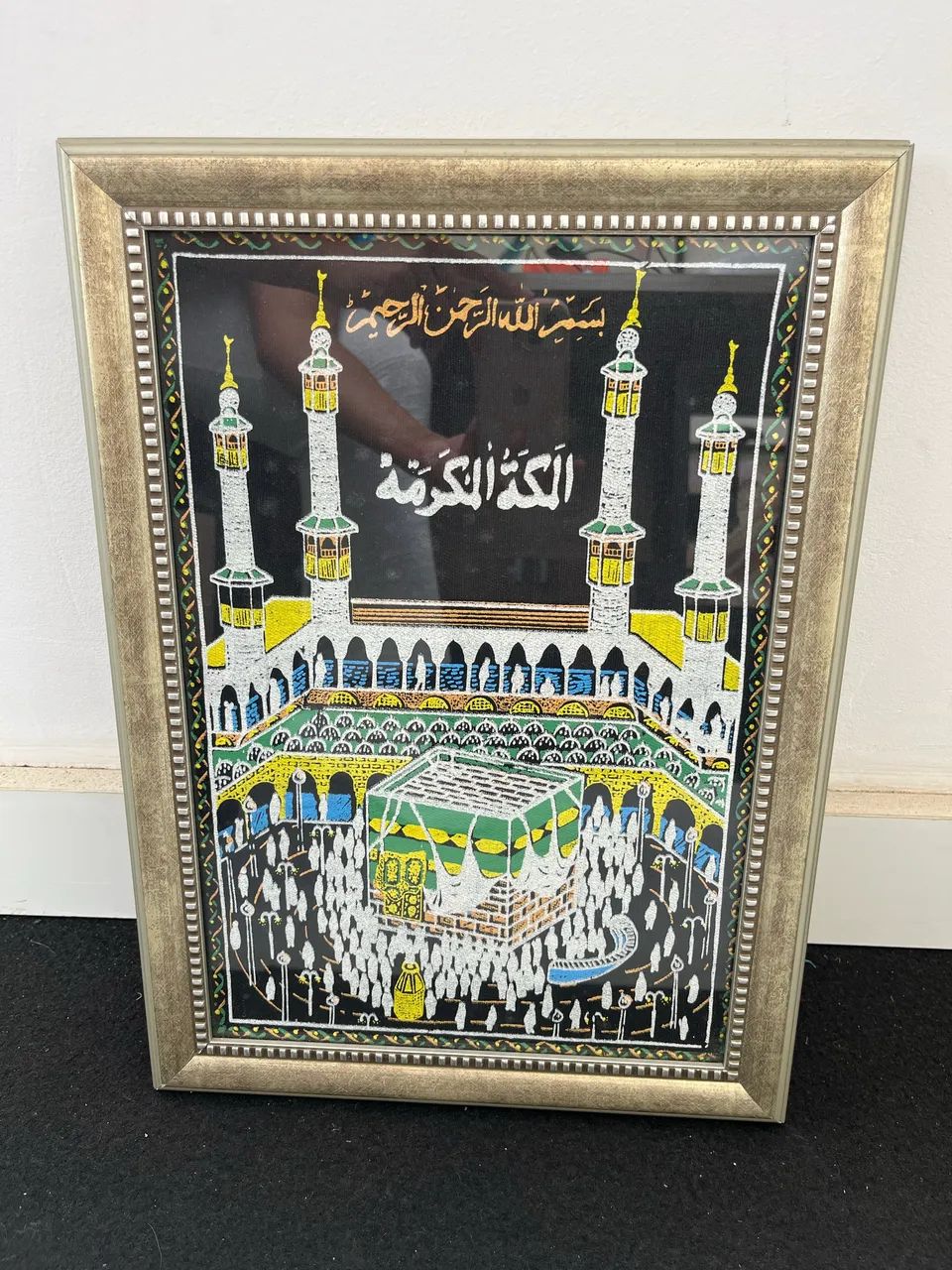 quadro meca tecido tinta com moldura