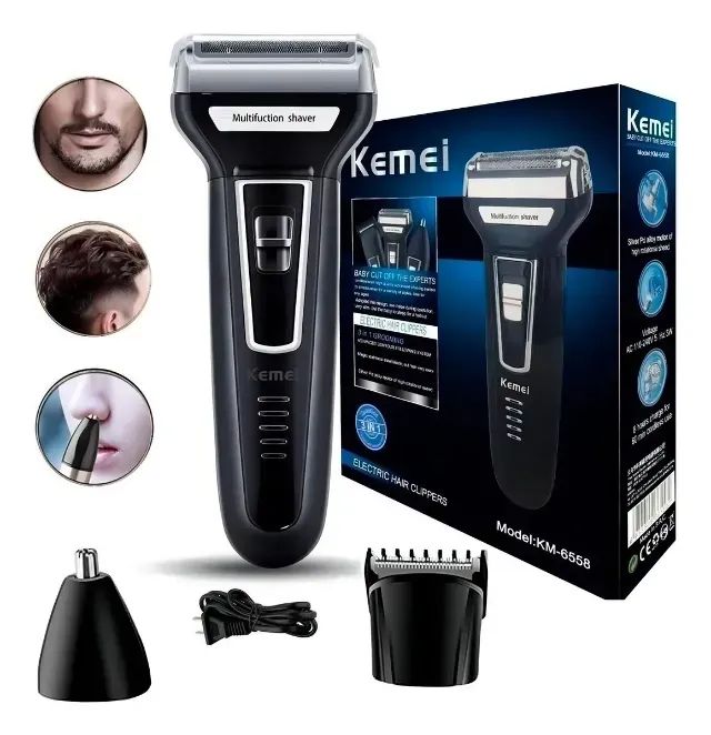 Barbeador E Cortador De Cabelo 3 Em 1 Kemei Km-6558 - Foto 5