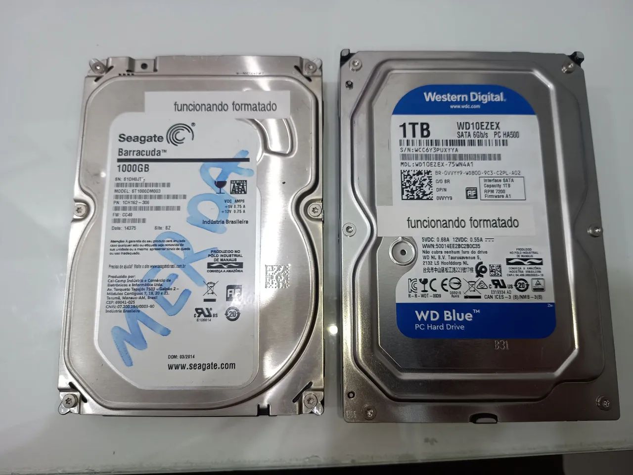 HDs SATA 500GB e 1TB Funcionando e Formatados | Seagate e WD