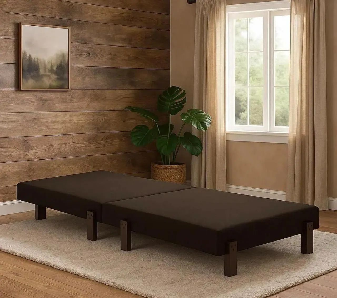 Cama dobrável portátil marrom 