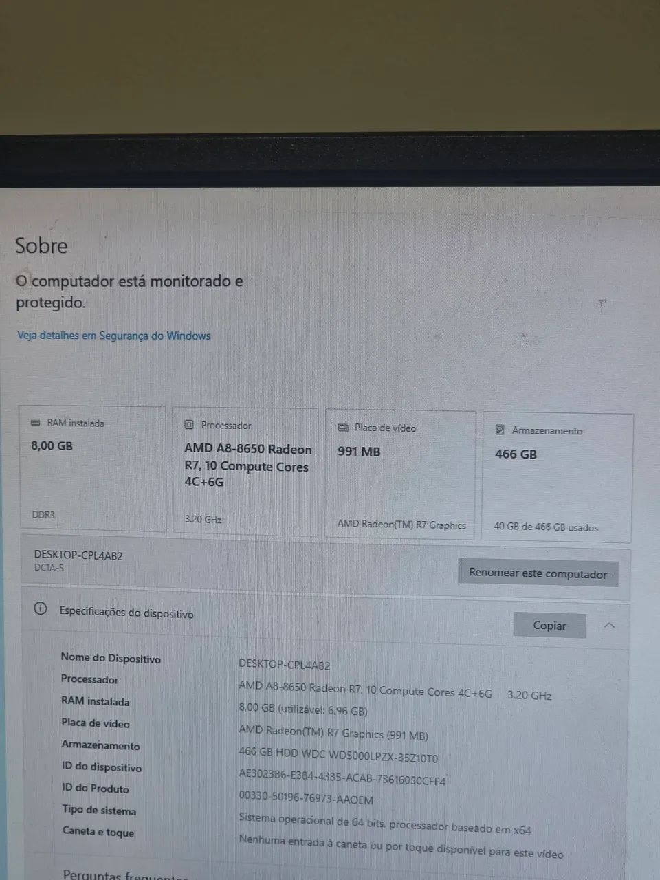 PC COMPLETO AMD COM 8 GB DE RAM E MONITOR 19 POLEGADAS - Foto 2