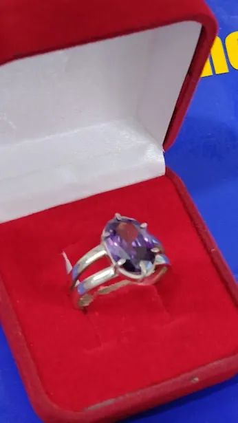 Anel Prata 950 Pedra Zircônia Lilas, Rosa, branca e outras cores 10 x 8 mm - Foto 4